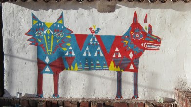 "Foxes" by Ryan and Amy, painted at Helping Hands Cusco 